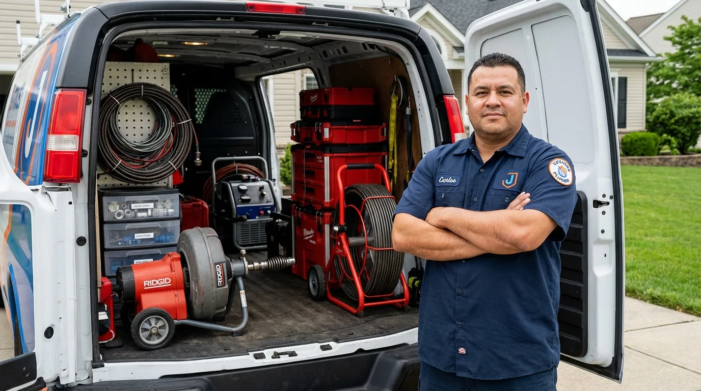 Professional drain cleaning equipment and Johns Plumbing LLC plumber in Moundsville