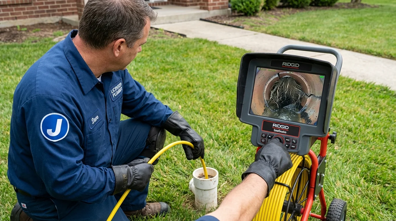 Sewer camera inspection being performed by Johns Plumbing LLC in Moundsville